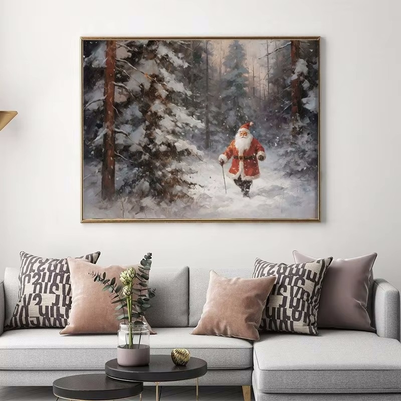 Vintage talvine jõuluvana piiriülene kuummüük Ameerika plekkmaali kunstiteos koduplakat jõulude dekoratiivmaaling