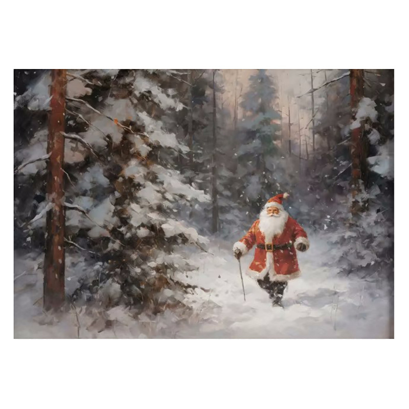 Vintage talvine jõuluvana piiriülene kuummüük Ameerika plekkmaali kunstiteos koduplakat jõulude dekoratiivmaaling