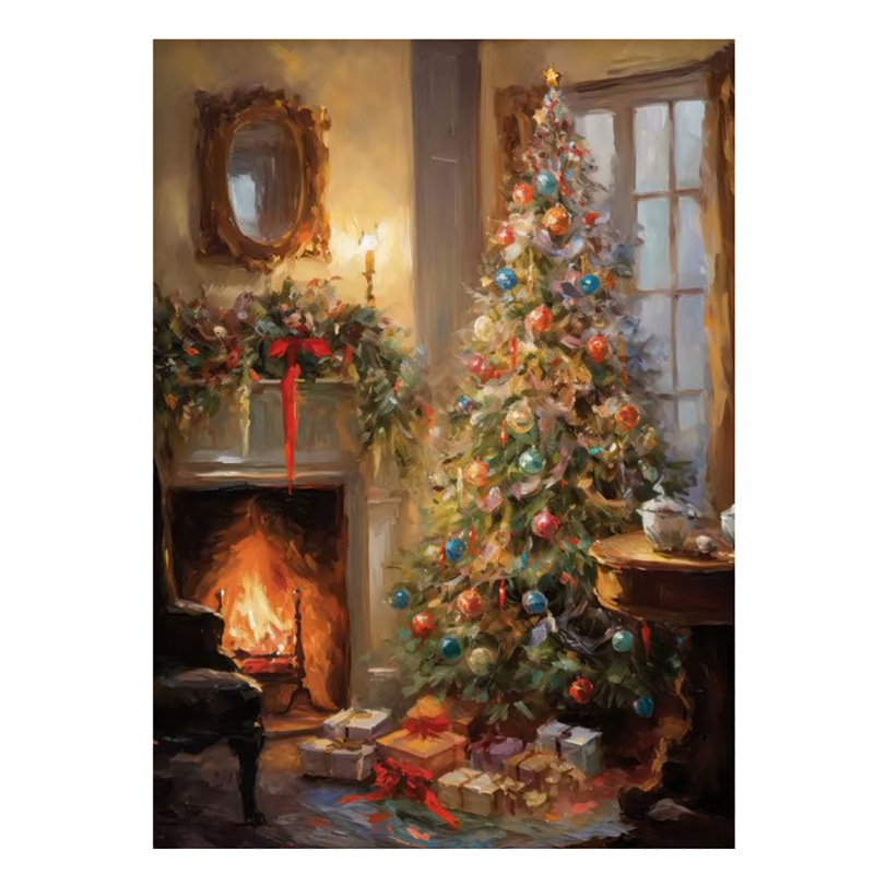 Vintage talvine jõuluvana piiriülene kuummüük Ameerika plekkmaali kunstiteos koduplakat jõulude dekoratiivmaaling