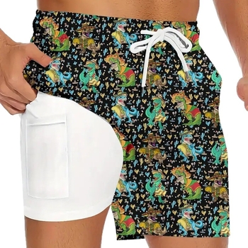 2025. aasta Euroopa ja Ameerika piiriülesed uued 3D-digitaalprintimisega meeste moespordi rannapüksid, kahekihilised vabaajapüksid