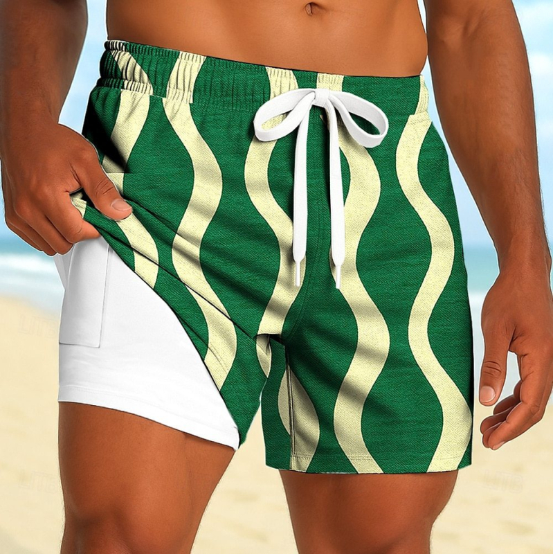 2025. aasta Euroopa ja Ameerika piiriülesed uued 3D-digitaalprintimisega meeste moespordi rannapüksid, kahekihilised vabaajapüksid