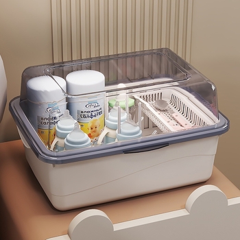 Kūdikių buteliukų laikymo dėžutė, kūdikių reikmenys, dulkėms atsparus drenažo stovas su dangčiu, kūdikių stalo reikmenys, žaislai, naujagimių maisto papildų laikymo dėžutė