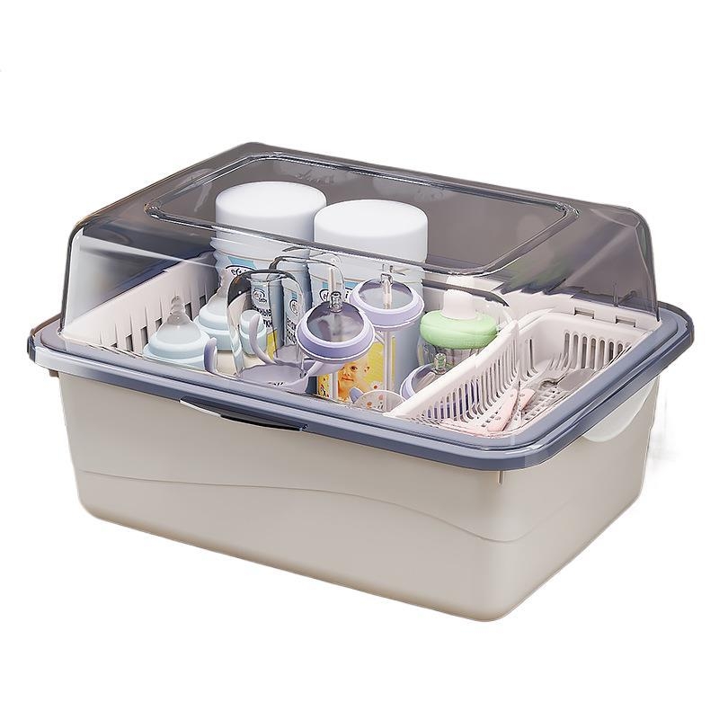 Kūdikių buteliukų laikymo dėžutė, kūdikių reikmenys, dulkėms atsparus drenažo stovas su dangčiu, kūdikių stalo reikmenys, žaislai, naujagimių maisto papildų laikymo dėžutė