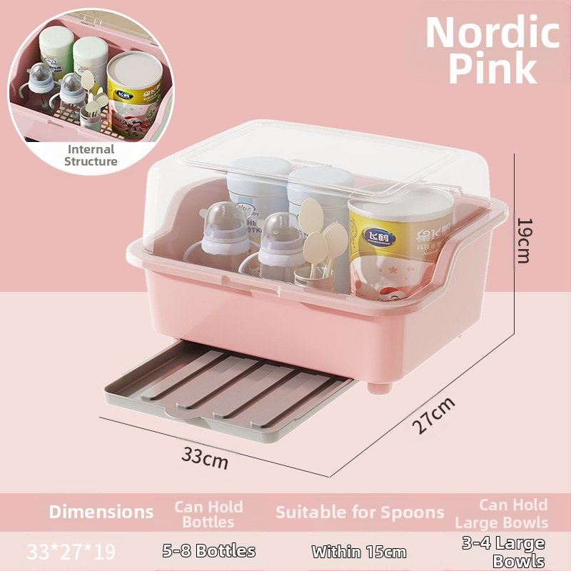 Kūdikių buteliukų laikymo dėžutė, kūdikių reikmenys, dulkėms atsparus drenažo stovas su dangčiu, kūdikių stalo reikmenys, žaislai, naujagimių maisto papildų laikymo dėžutė