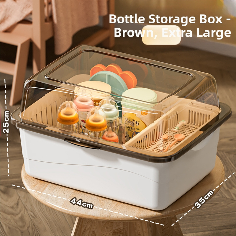 Kūdikių buteliukų laikymo dėžutė, kūdikių reikmenys, dulkėms atsparus drenažo stovas su dangčiu, kūdikių stalo reikmenys, žaislai, naujagimių maisto papildų laikymo dėžutė