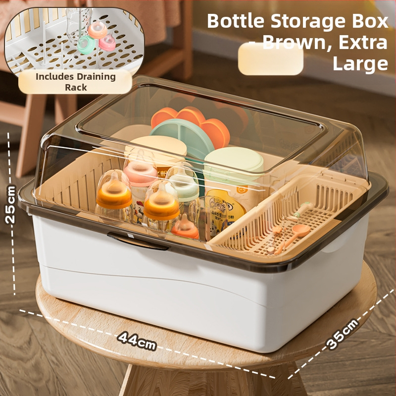 Kūdikių buteliukų laikymo dėžutė, kūdikių reikmenys, dulkėms atsparus drenažo stovas su dangčiu, kūdikių stalo reikmenys, žaislai, naujagimių maisto papildų laikymo dėžutė