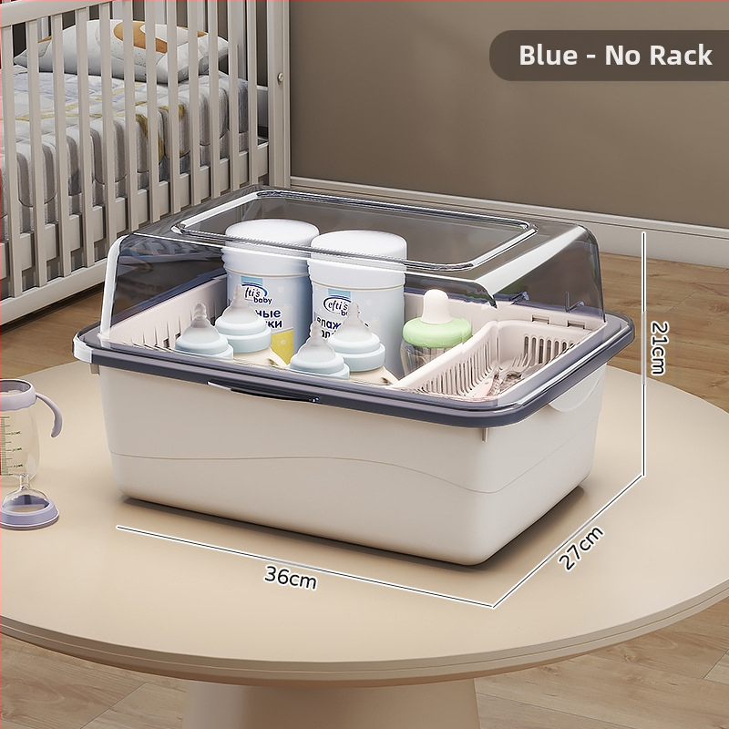 Kūdikių buteliukų laikymo dėžutė, kūdikių reikmenys, dulkėms atsparus drenažo stovas su dangčiu, kūdikių stalo reikmenys, žaislai, naujagimių maisto papildų laikymo dėžutė