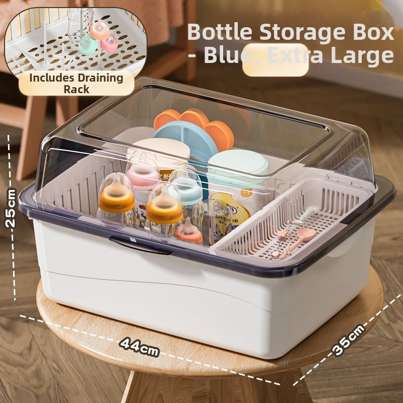 Kūdikių buteliukų laikymo dėžutė, kūdikių reikmenys, dulkėms atsparus drenažo stovas su dangčiu, kūdikių stalo reikmenys, žaislai, naujagimių maisto papildų laikymo dėžutė