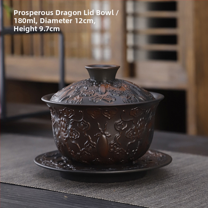 Lila kerámia kung fu teáskészlet öltöny retro háztartási egyszerű teáskanna fedél tál teáskészlet kiegészítők magas színű, értékű kézzel készített ajándék