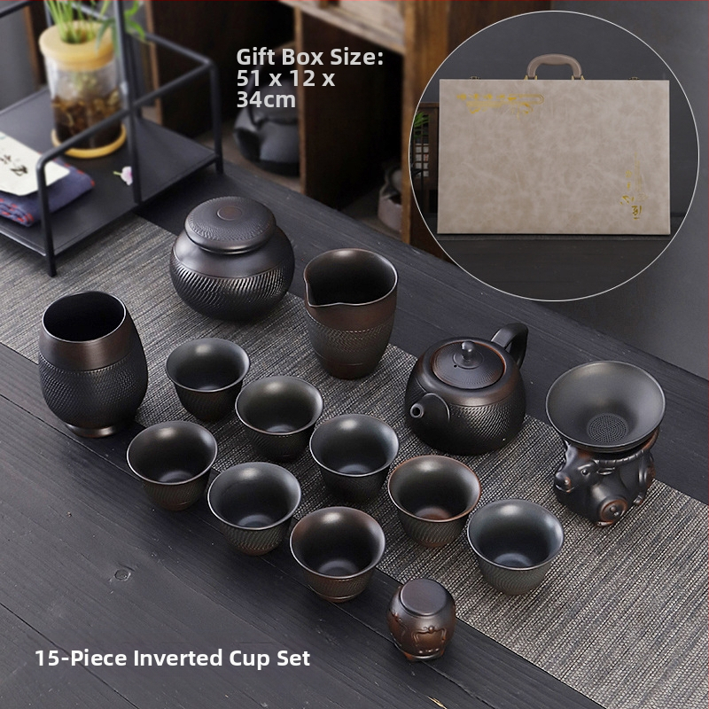 Lila kerámia kung fu teáskészlet öltöny retro háztartási egyszerű teáskanna fedél tál teáskészlet kiegészítők magas színű, értékű kézzel készített ajándék