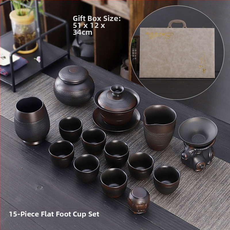 Lila kerámia kung fu teáskészlet öltöny retro háztartási egyszerű teáskanna fedél tál teáskészlet kiegészítők magas színű, értékű kézzel készített ajándék