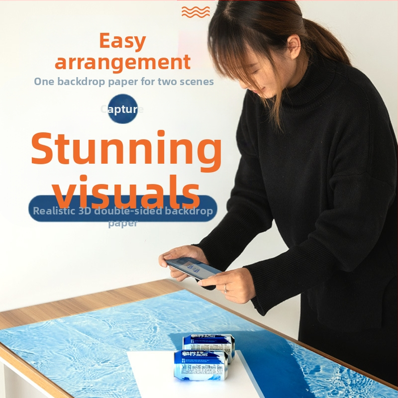 3D стерео двустранен фотографски фон хартия вода вълнички дърво сянка светлина небе фотографски реквизит храна красота фотография