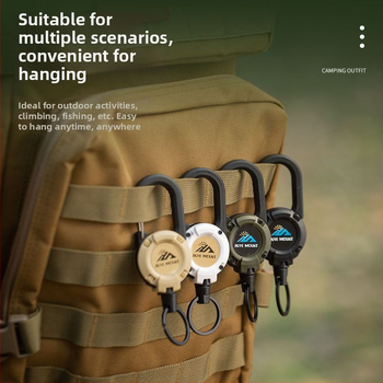 Тактическа прибираща се катарама за къмпинг на открито, стоманено телено въже, многофункционален ключодържател, къмпинг, отскок, прибиращо се въже против загуба