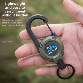 Тактическа прибираща се катарама за къмпинг на открито, стоманено телено въже, многофункционален ключодържател, къмпинг, отскок, прибиращо се въже против загуба