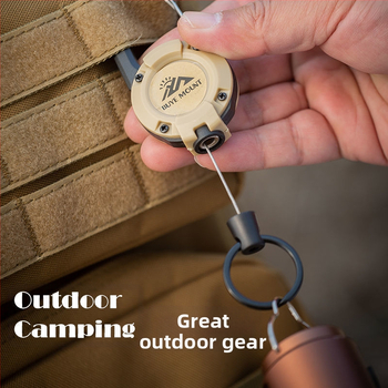 Тактическа прибираща се катарама за къмпинг на открито, стоманено телено въже, многофункционален ключодържател, къмпинг, отскок, прибиращо се въже против загуба