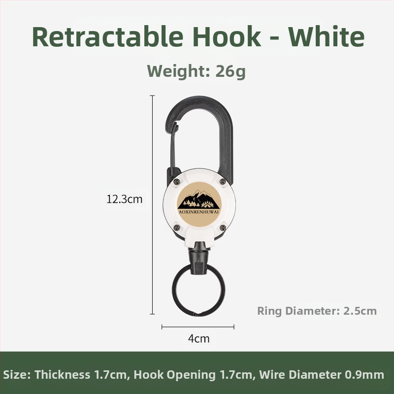 Välistingimustes kasutatav taktikaline sissetõmmatav pandlaga terasest traatköis multifunktsionaalne võtmehoidja, telkimiseks mõeldud tagasilöögivastane köis, sissetõmmatav