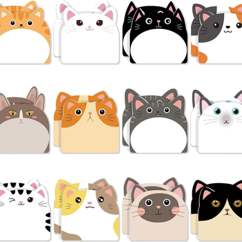 Pradinės mokyklos mokinių pasienio užrašų knygelė, animacinis mielas katinas, N kartų galima įklijuoti lipnius, tvirtus biuro mokymosi lipnius lapelius.