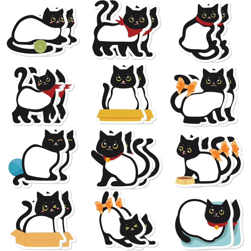 Pradinės mokyklos mokinių pasienio užrašų knygelė, animacinis mielas katinas, N kartų galima įklijuoti lipnius, tvirtus biuro mokymosi lipnius lapelius.