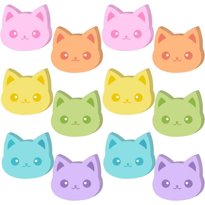 Pradinės mokyklos mokinių pasienio užrašų knygelė, animacinis mielas katinas, N kartų galima įklijuoti lipnius, tvirtus biuro mokymosi lipnius lapelius.