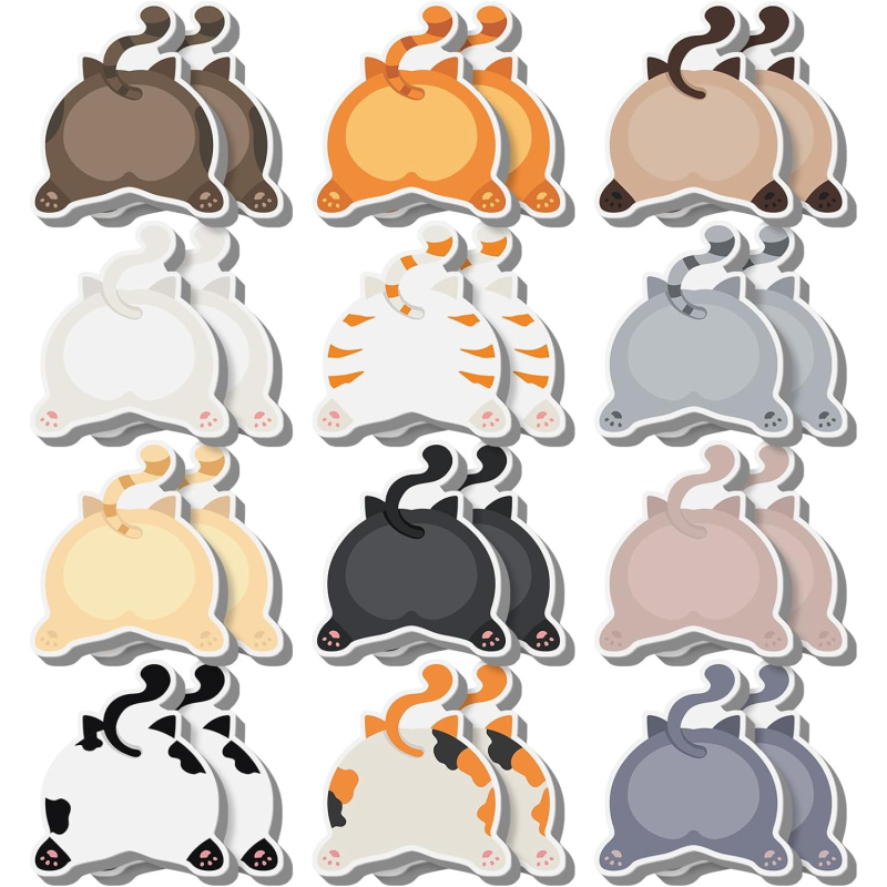 Pradinės mokyklos mokinių pasienio užrašų knygelė, animacinis mielas katinas, N kartų galima įklijuoti lipnius, tvirtus biuro mokymosi lipnius lapelius.