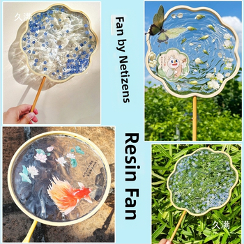 Κόλλα ανεμιστήρα καλούπι καλοκαιρινό ανεμιστήρα νερού koi χειροποίητο DIY αρχαίο στυλ δυναστεία Χαν στηρίγματα σκοποβολής ρέον νερό διαφανές υλικό