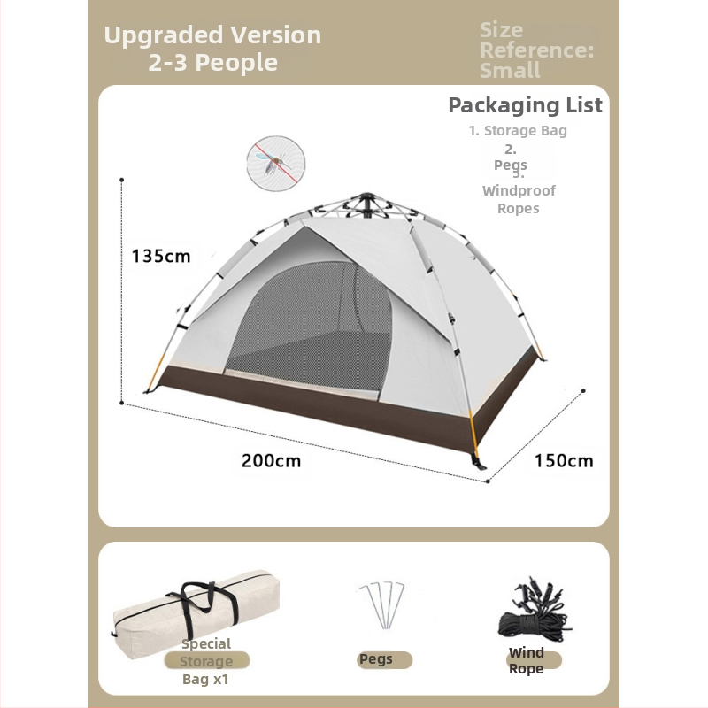 Gatava āra kempinga pilnībā automātiska ūdensnecaurlaidīga saules aizsardzība ātri atverama kempinga telts pret odiem pārnēsājama telts vairumtirdzniecībā