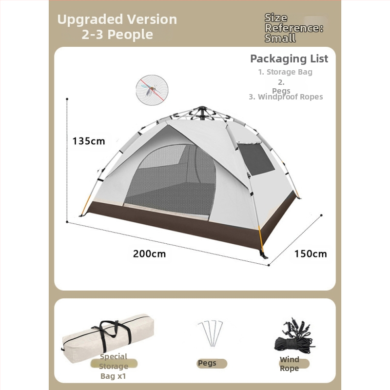 Gatava āra kempinga pilnībā automātiska ūdensnecaurlaidīga saules aizsardzība ātri atverama kempinga telts pret odiem pārnēsājama telts vairumtirdzniecībā