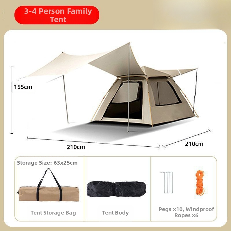 Gatava āra kempinga pilnībā automātiska ūdensnecaurlaidīga saules aizsardzība ātri atverama kempinga telts pret odiem pārnēsājama telts vairumtirdzniecībā