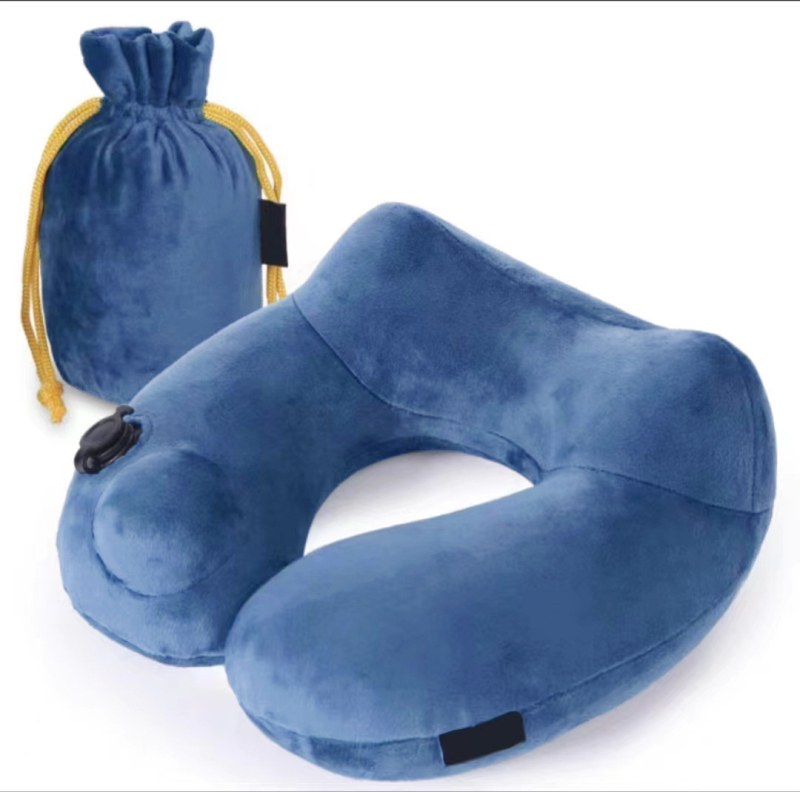 Felfújható U alakú párna, hordozható összecsukható nyakpárna utazáshoz, üzleti utakhoz, kempingezéshez, egyszerű és stílusos TPU sajtpárna, hordozható