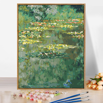 Moneti kuulus maal, vesiroos, päikesetõus, digitaalne õlimaal, isetegemine, käsitsi maalitud akrüülõlimaal, Van Goghi päevalill, piiriülene hulgimüük