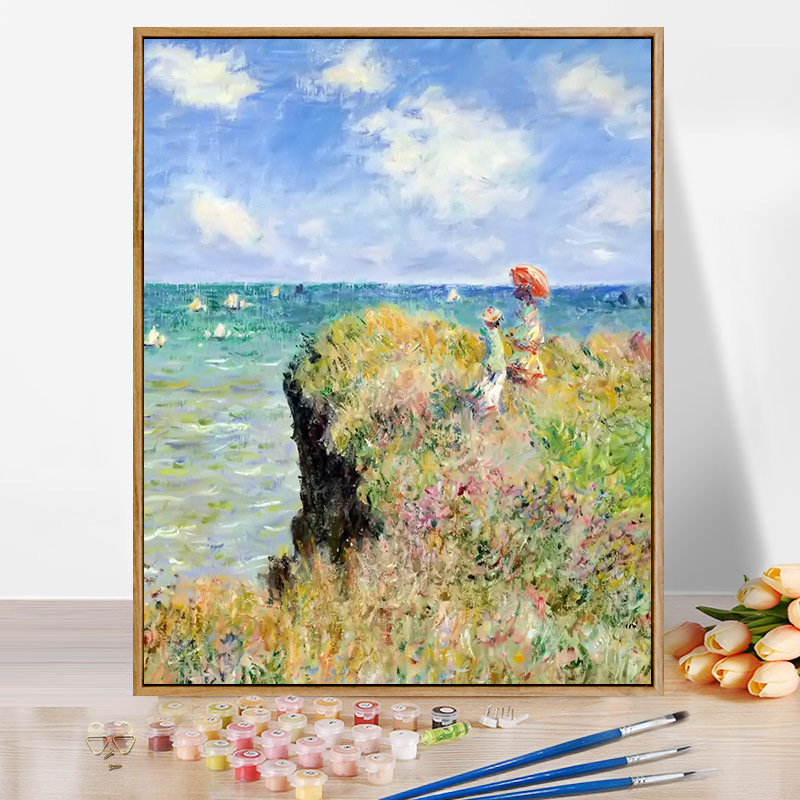 Moneti kuulus maal, vesiroos, päikesetõus, digitaalne õlimaal, isetegemine, käsitsi maalitud akrüülõlimaal, Van Goghi päevalill, piiriülene hulgimüük