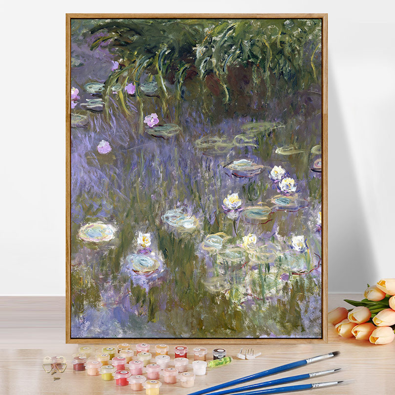 Moneti kuulus maal, vesiroos, päikesetõus, digitaalne õlimaal, isetegemine, käsitsi maalitud akrüülõlimaal, Van Goghi päevalill, piiriülene hulgimüük