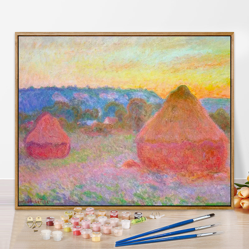 Moneti kuulus maal, vesiroos, päikesetõus, digitaalne õlimaal, isetegemine, käsitsi maalitud akrüülõlimaal, Van Goghi päevalill, piiriülene hulgimüük