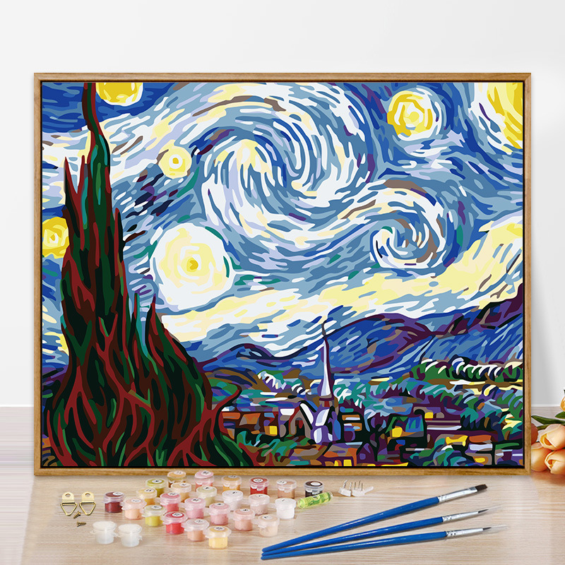 Moneti kuulus maal, vesiroos, päikesetõus, digitaalne õlimaal, isetegemine, käsitsi maalitud akrüülõlimaal, Van Goghi päevalill, piiriülene hulgimüük