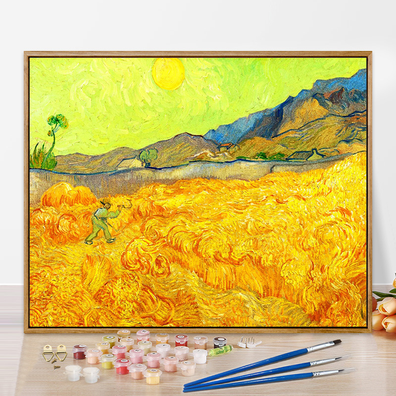 Moneti kuulus maal, vesiroos, päikesetõus, digitaalne õlimaal, isetegemine, käsitsi maalitud akrüülõlimaal, Van Goghi päevalill, piiriülene hulgimüük