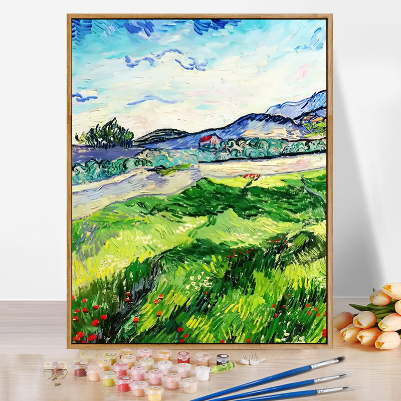 Moneti kuulus maal, vesiroos, päikesetõus, digitaalne õlimaal, isetegemine, käsitsi maalitud akrüülõlimaal, Van Goghi päevalill, piiriülene hulgimüük