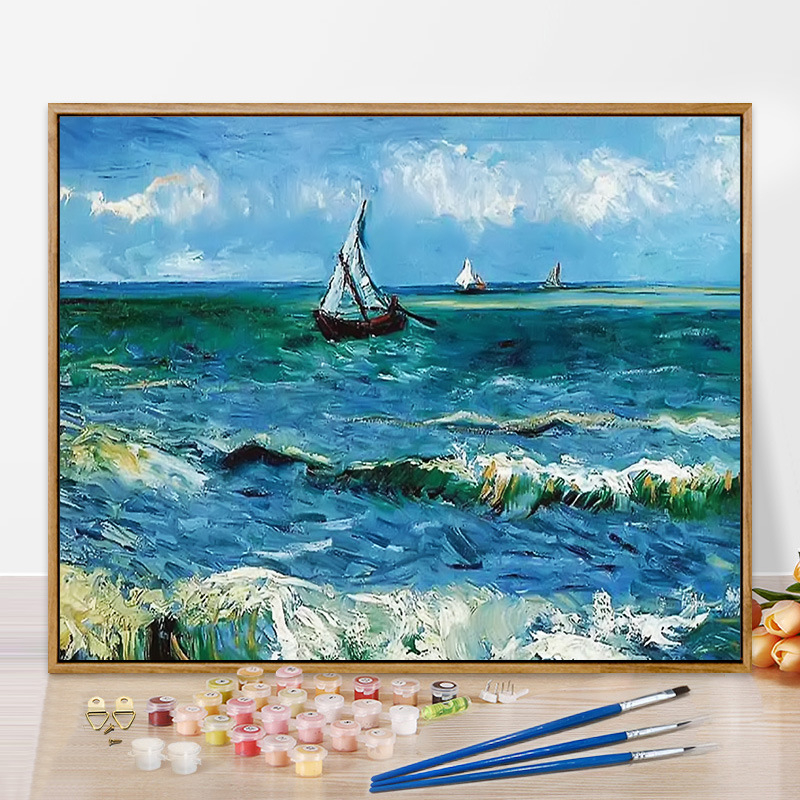 Moneti kuulus maal, vesiroos, päikesetõus, digitaalne õlimaal, isetegemine, käsitsi maalitud akrüülõlimaal, Van Goghi päevalill, piiriülene hulgimüük