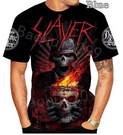 Suvine uus meeste T-särk meeste ümara kaelusega kolju 3D-printimise tänavatrendiga harajuku stiilis hiphop-rõivaste spordi-T-särk