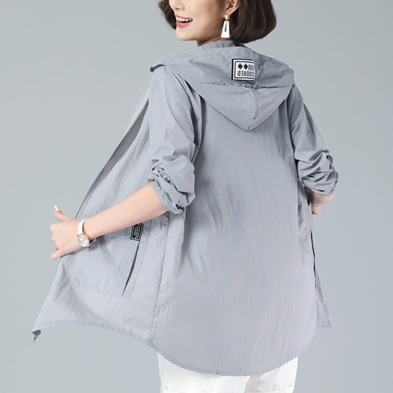 Γυναικεία Ρούχα Προστασίας από τον Ήλιο, Μεγάλο Μέγεθος, Φαρδιά Καλοκαιρινά Ρούχα Προστασίας από τον Ήλιο μεσαίου Μήκους, Αντιηλιακό Μπουφάν