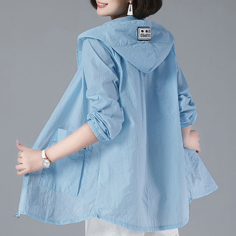 Γυναικεία Ρούχα Προστασίας από τον Ήλιο, Μεγάλο Μέγεθος, Φαρδιά Καλοκαιρινά Ρούχα Προστασίας από τον Ήλιο μεσαίου Μήκους, Αντιηλιακό Μπουφάν