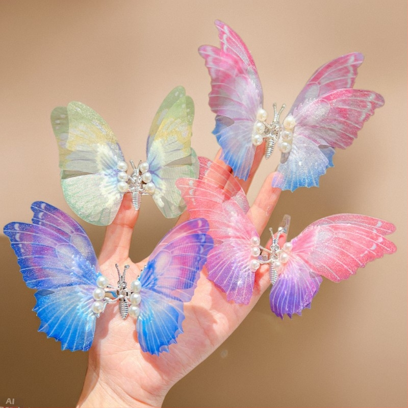 Judantis drugelio segtukas mergaitėms, naujas segtukas, plaukų aksesuarai, 2025 m. mergaičių lankelis, mažas segtukas, mergaičių galvos apdangalas