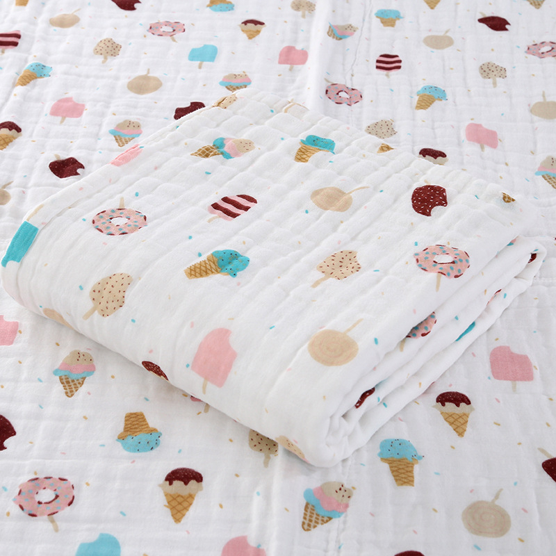 Kūdikio rankšluostis iš grynos medvilnės, didmeninė prekyba, grynos medvilnės keturių sluoksnių marlės naujagimio įvynioklis, vasarinis naujagimio reikmenys, vaikiška antklodė