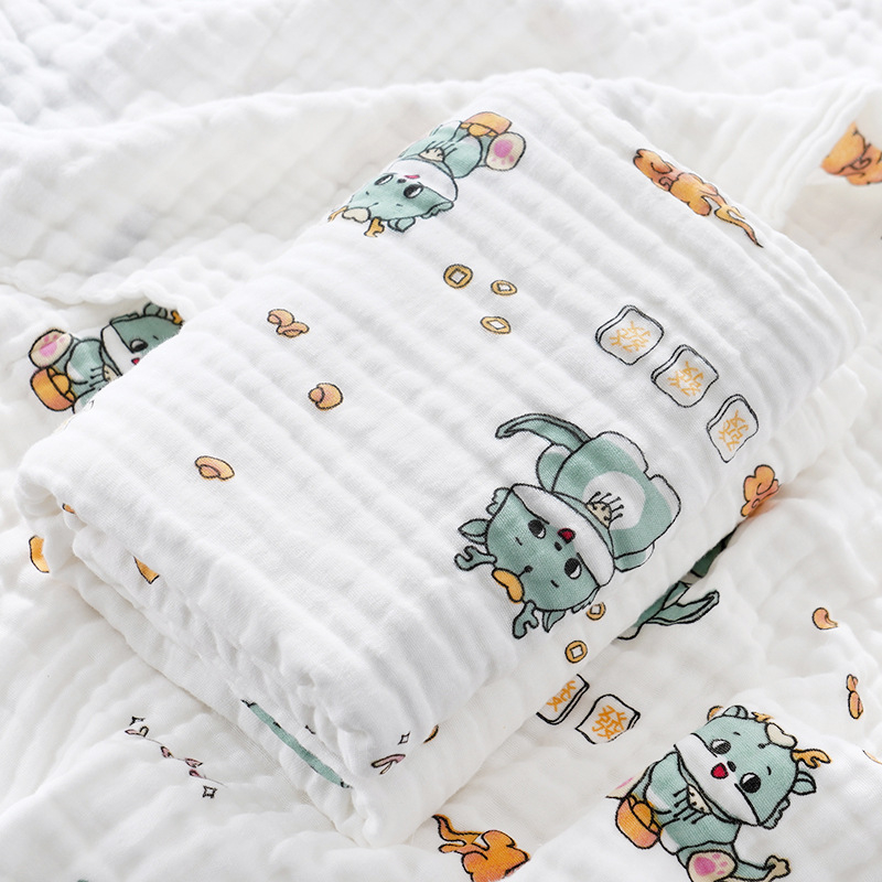 Kūdikio rankšluostis iš grynos medvilnės, didmeninė prekyba, grynos medvilnės keturių sluoksnių marlės naujagimio įvynioklis, vasarinis naujagimio reikmenys, vaikiška antklodė