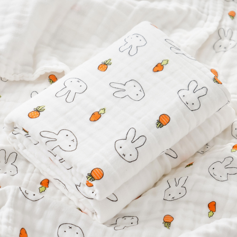 Kūdikio rankšluostis iš grynos medvilnės, didmeninė prekyba, grynos medvilnės keturių sluoksnių marlės naujagimio įvynioklis, vasarinis naujagimio reikmenys, vaikiška antklodė