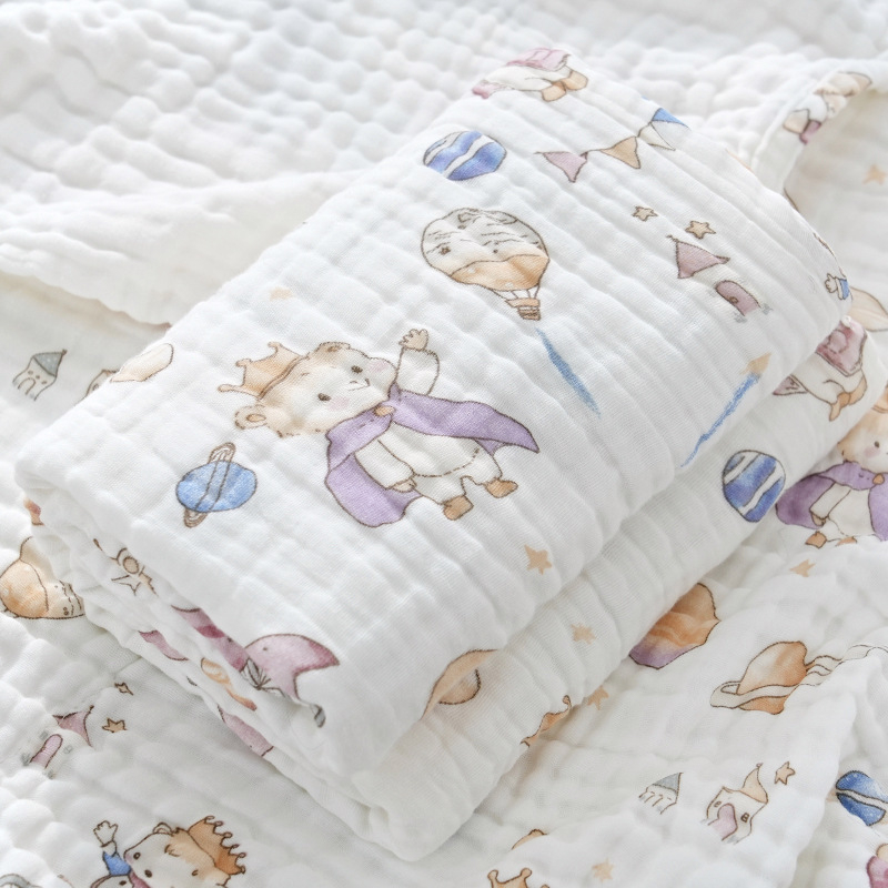 Kūdikio rankšluostis iš grynos medvilnės, didmeninė prekyba, grynos medvilnės keturių sluoksnių marlės naujagimio įvynioklis, vasarinis naujagimio reikmenys, vaikiška antklodė