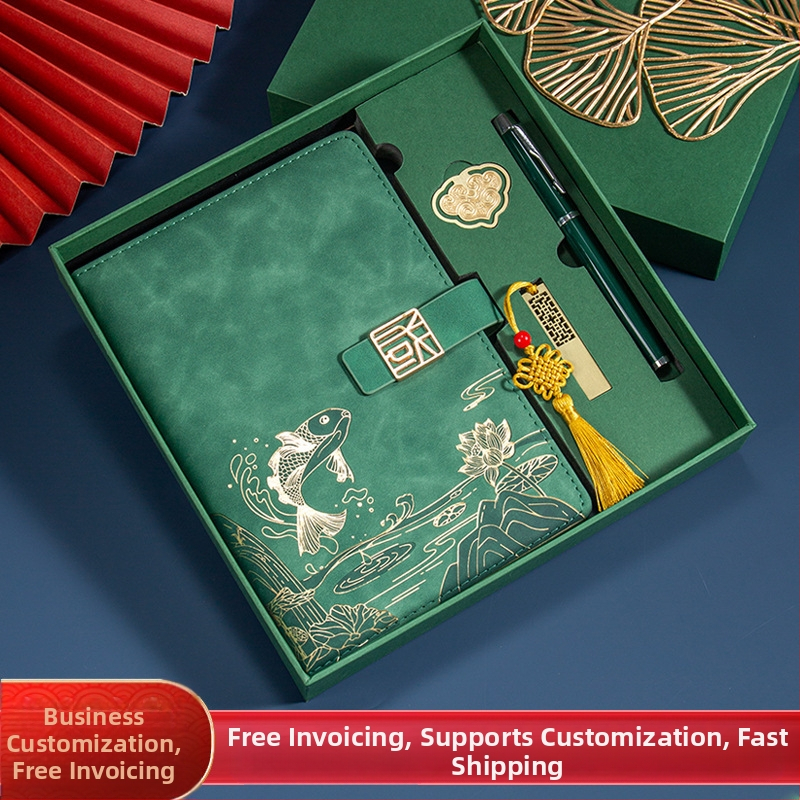Подарък за бизнес офис костюм креативен национален моден тефтер A5 бизнес бележник подаръчна кутия костюм подарък за годишна среща