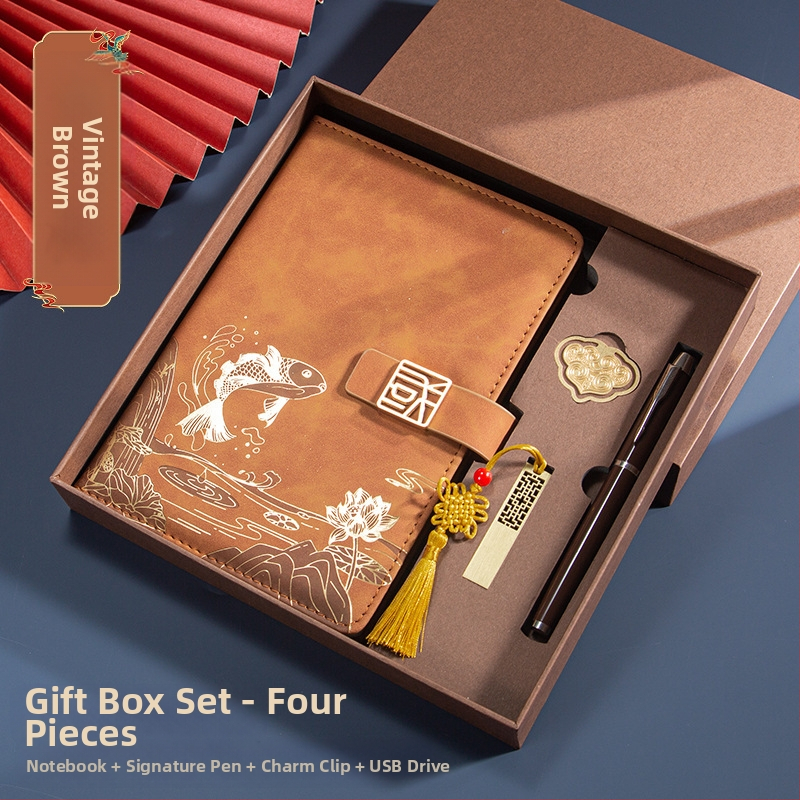 Caiet de notițe A5 pentru birou, cadou creativ pentru costum de birou, modă națională, cutie cadou pentru costum de birou, cadou pentru întâlnirea anuală