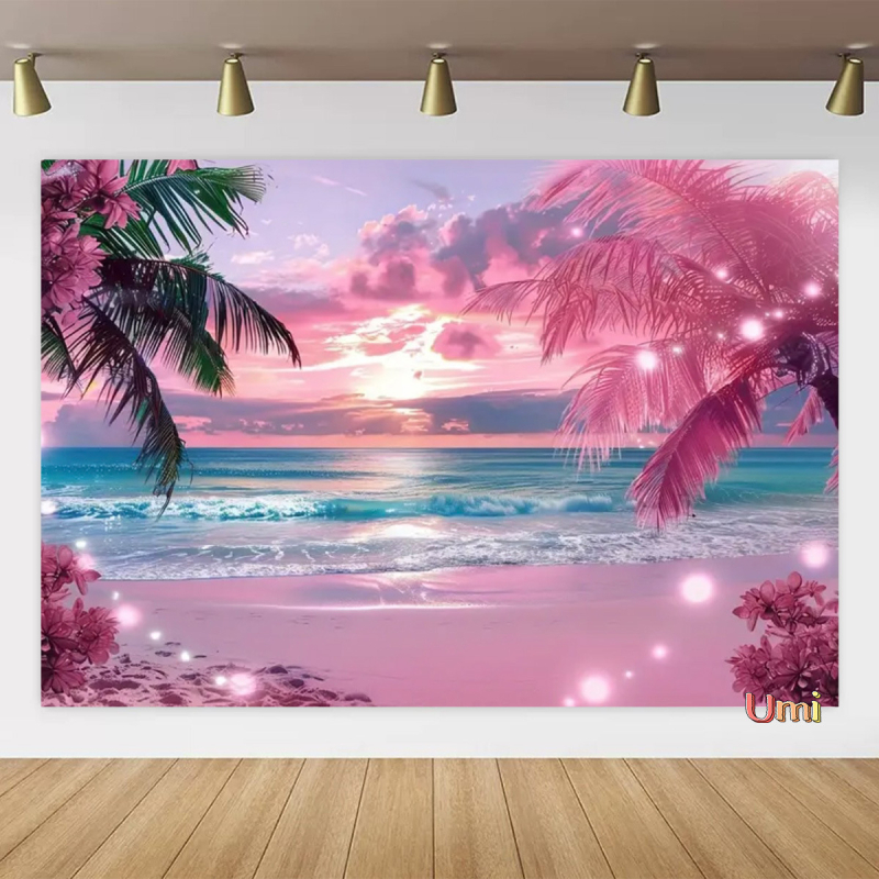 Vasaros paplūdimio gobeleno fonas, audinys, tropinis, pajūrio, gėlė, Aloha, Havajai, vandenynas, banglentė, šventinis, vakarėlis