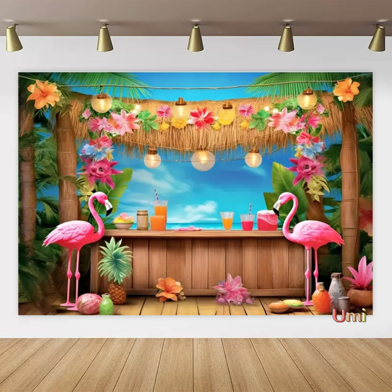 Vasaros paplūdimio gobeleno fonas, audinys, tropinis, pajūrio, gėlė, Aloha, Havajai, vandenynas, banglentė, šventinis, vakarėlis