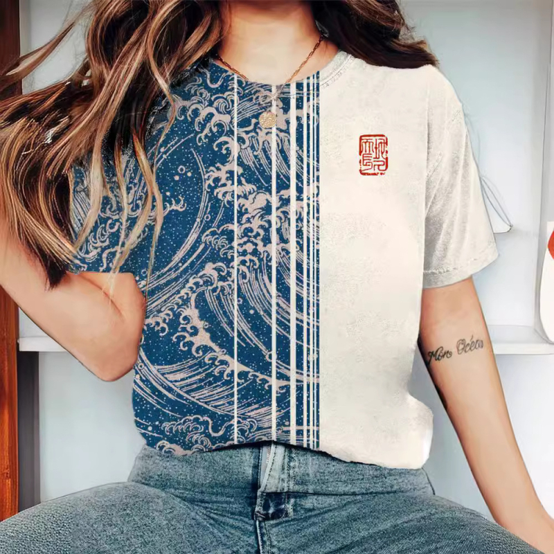 2023. aasta suvine piiriülene Euroopa ja Ameerika hiphopi sarja digitaalse 3D-printimisega naiste lühikeste varrukatega spordi-T-särk